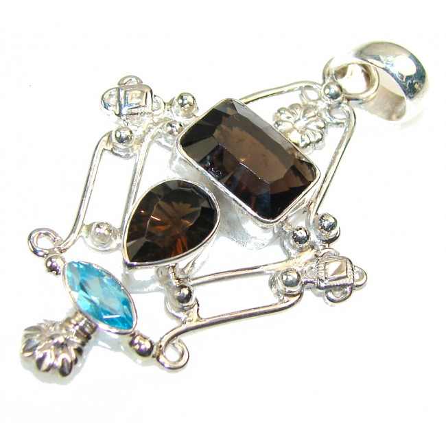 Excellent Smoky Topaz Sterling Silver Pendant