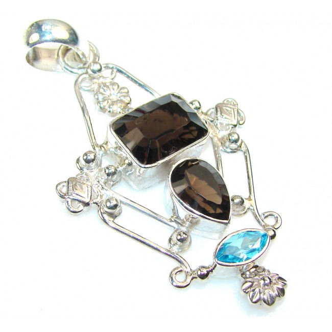 Excellent Smoky Topaz Sterling Silver Pendant