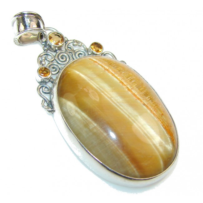 Amazing Golden Tigers Eye Sterling Silver Pendant