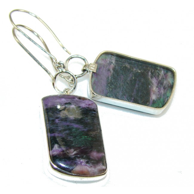 Excellent Siberian Purple Charoite Sterling Silver earrings