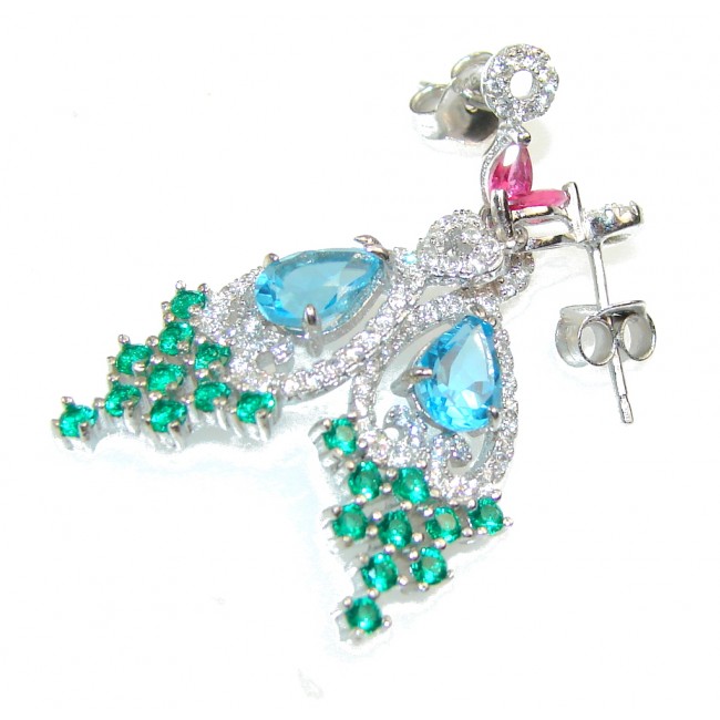 Excellent Design!! Blue Topaz Sterling Silver earrings