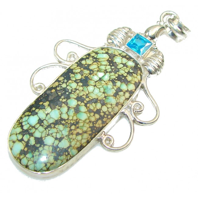 Classy Green Turquoise Sterling Silver Pendant