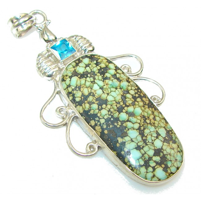 Classy Green Turquoise Sterling Silver Pendant