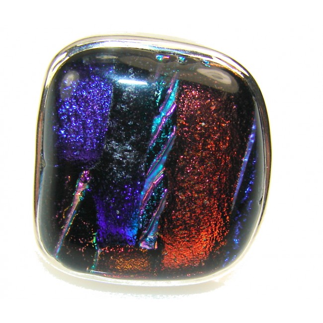 Excellent Dichroic Glass Sterling Silver ring s. 8 1/2