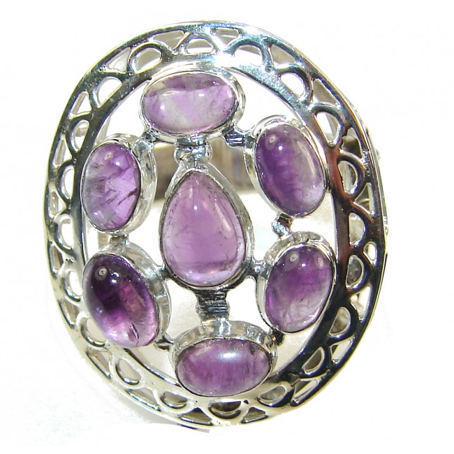 Natural Purple Amethyst Sterling Silver ring s. 9