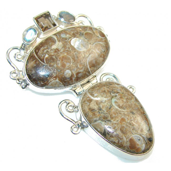 Excellent Design!! Crinoid Fossil Sterling Silver Pendant