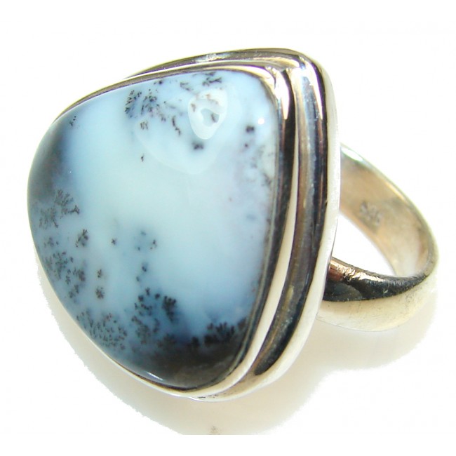 Beautiful Dendritic Agate Sterling Silver Ring s. 6
