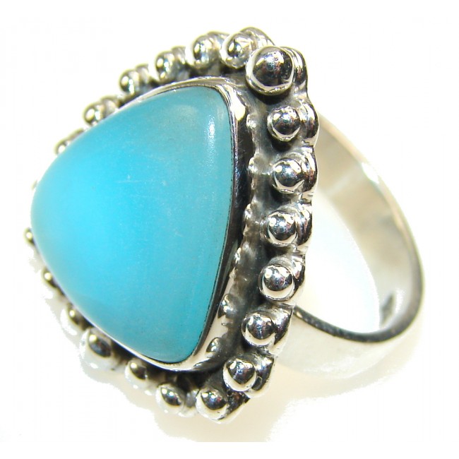 Fantastic Blue Agate Sterling Silver Ring s. 8