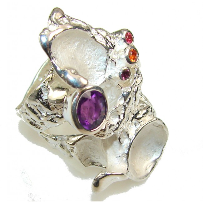 Big! Love's Victory!! Italy Made Amethyst Sterling Silver ring s. 9