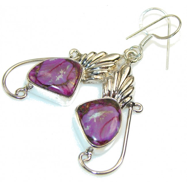 Amazing Purple Copper Turquoise Sterling Silver earrings