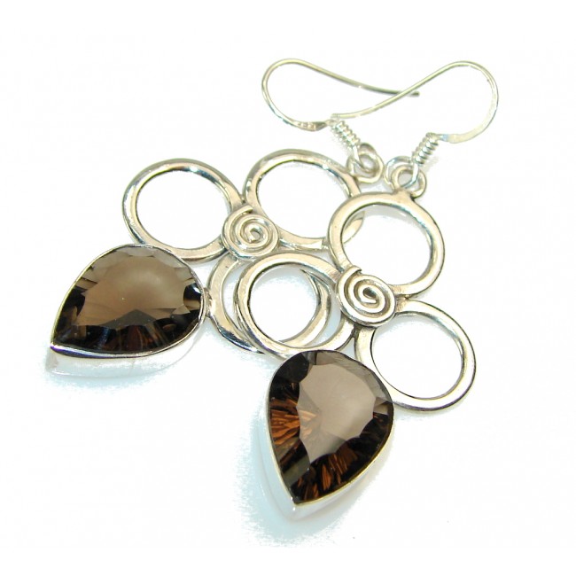 Natural Brown Smoky Topaz Sterling Silver earrings