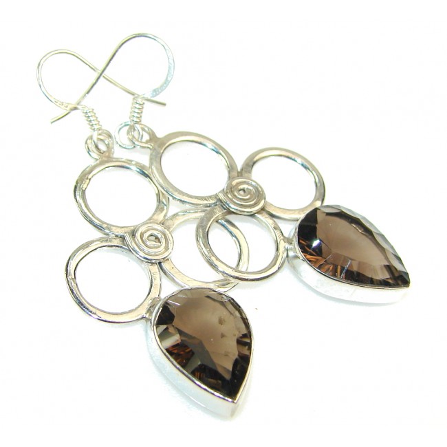 Natural Brown Smoky Topaz Sterling Silver earrings