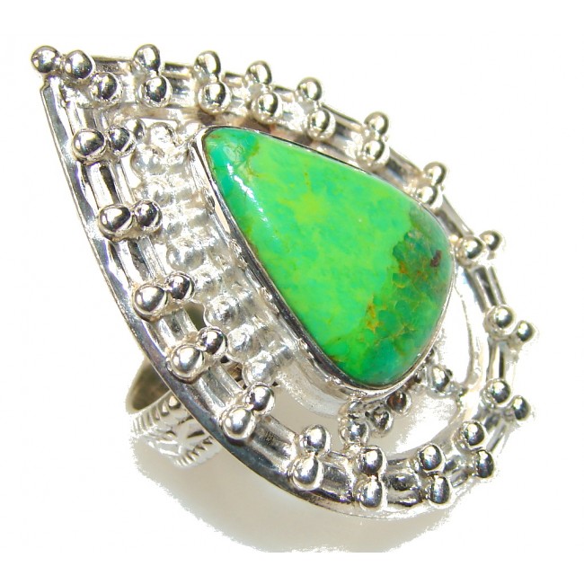 Secret Green Turquoise Sterling Silver Ring s. 6 1/4
