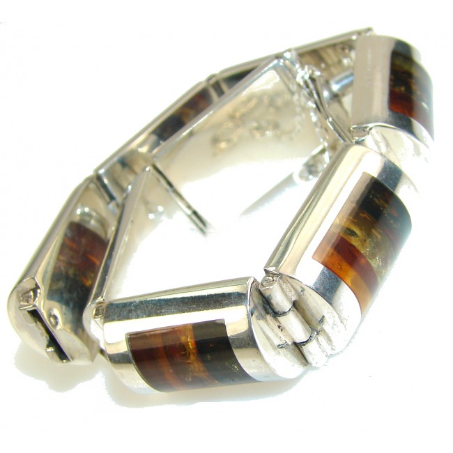 Excellent Design!! Polish Amber Sterling Silver Bracelet