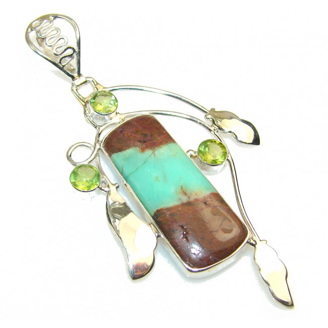 Excellent Green Peruvian Opal Sterling Silver Pendant