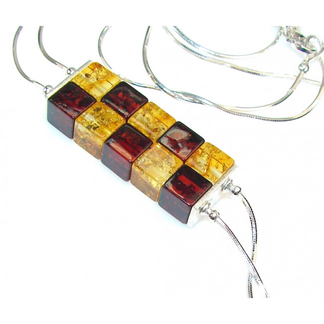 Amazing Polish Amber Sterling Silver necklace