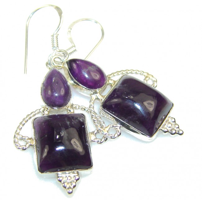 Natural Purple Amethyst Sterling Silver earrings
