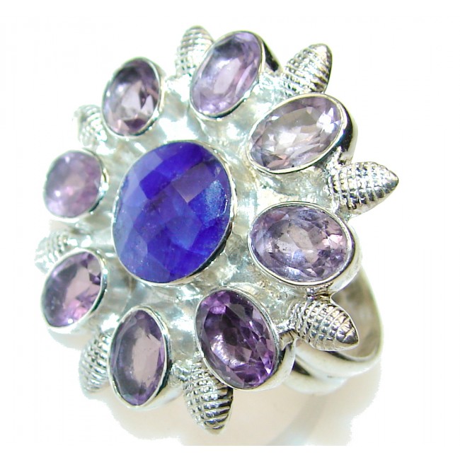Natural Blue Sapphire Sterling Silver ring s. 12