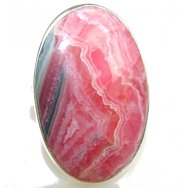 Precious Pink Rhodochrosite Sterling Silver ring s. 9