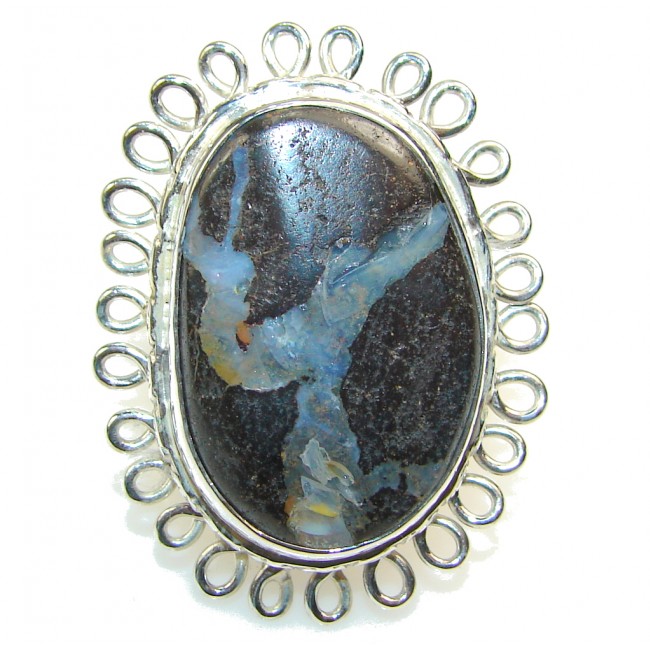 New Trendy!! Boulder Opal Sterling Silver Ring s. 7 1/4