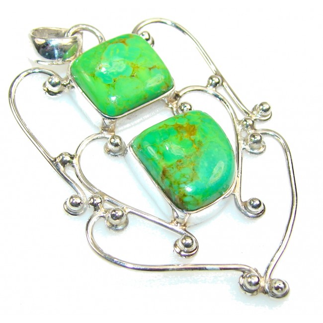 Fantastic Green Turquoise Sterling Silver Pendant