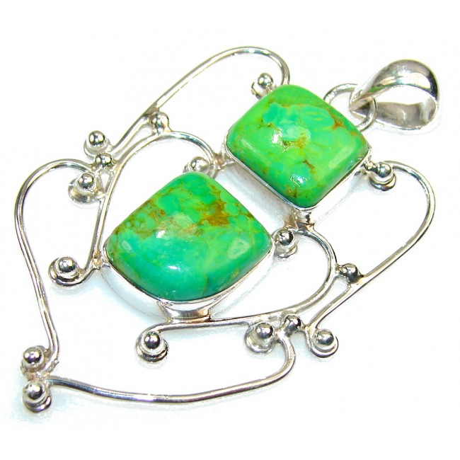 Fantastic Green Turquoise Sterling Silver Pendant