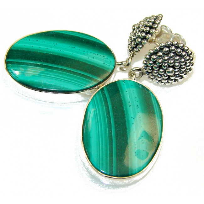 Fabulous Green Malachite Sterling Silver earrings
