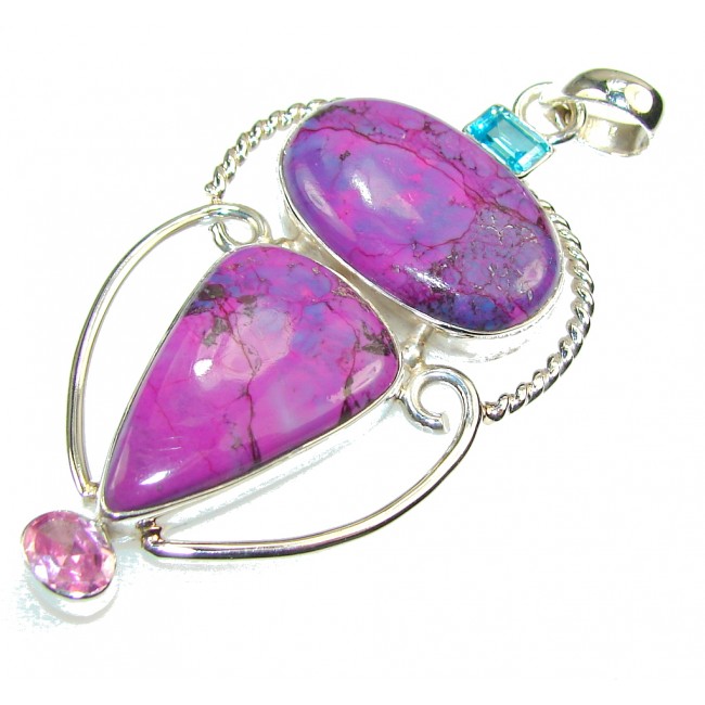 Natural Purple Turquoise Sterling Silver Pendant