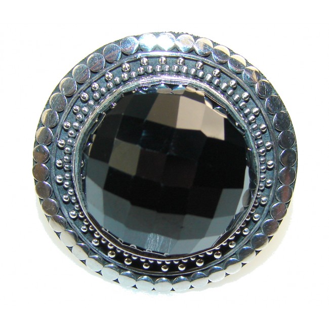 Precious Black Onyx Sterling Silver Ring s. 6