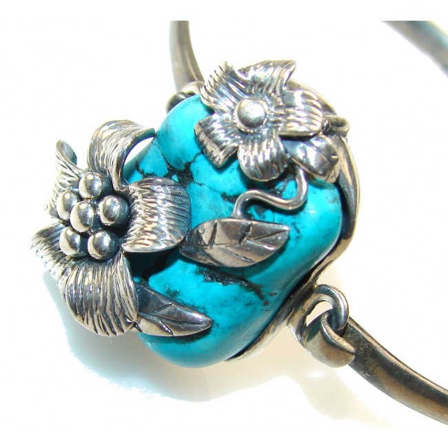 World Of Beauty!! Blue Turquoise Sterling Silver Bracelet