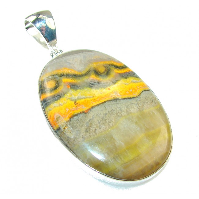Natural Yellow Bumble Bee Jasper Sterling Silver Pendant
