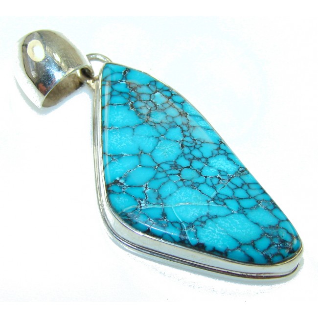 New Trendy!! Blue Turquoise Sterling Silver Pendant