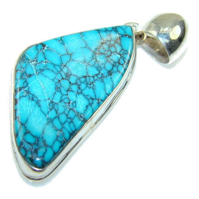 New Trendy!! Blue Turquoise Sterling Silver Pendant