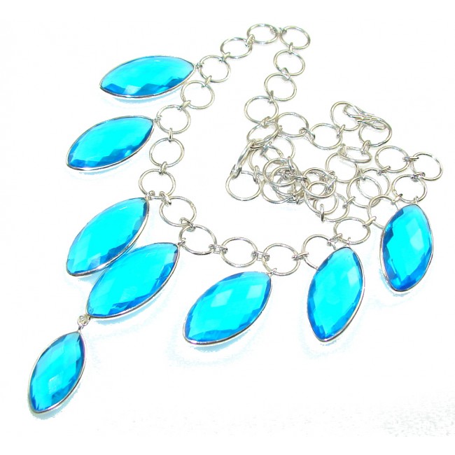 Natural Beauty!! Blue Topaz Quartz Sterling Silver necklace