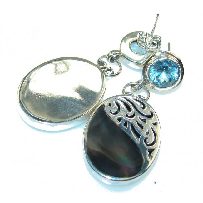 Amazing Design!! Rainbow Abalone Sterling Silver earrings