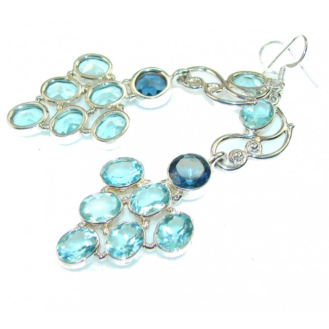 Sweet Light Blue Apatite Quartz Sterling Silver Earrings / Long
