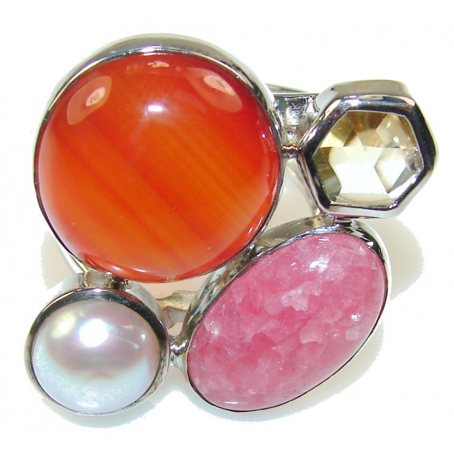 Awesome Design Carnelian Sterling Silver ring s. 7 - Adjustable
