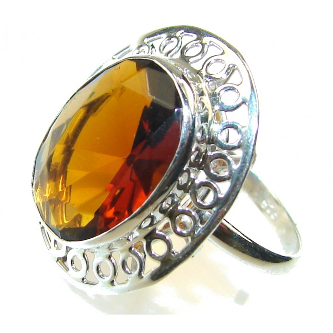 EXcellent Design!! Honey Quartz Sterling Silver Ring s. 10