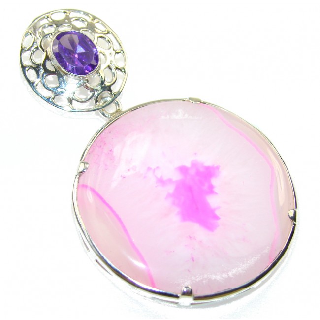 My Sweet!! Pink Agate Sterling Silver Pendant