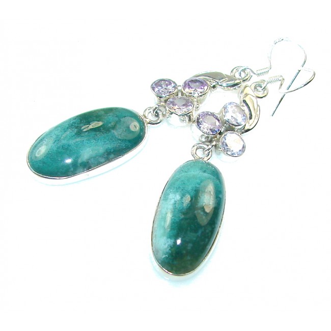 New Design Of Green Rhodolite terling Silver earrings