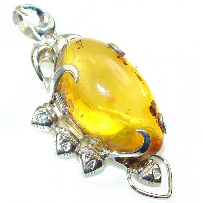 Beautiful Design Of Amber Sterling Silver Pendant