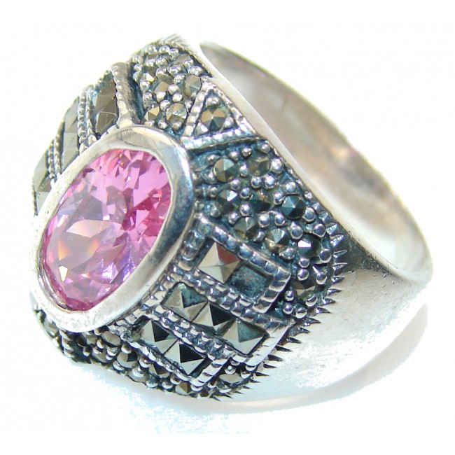 Fabulous Pink Topaz Sterling Silver ring; size 8