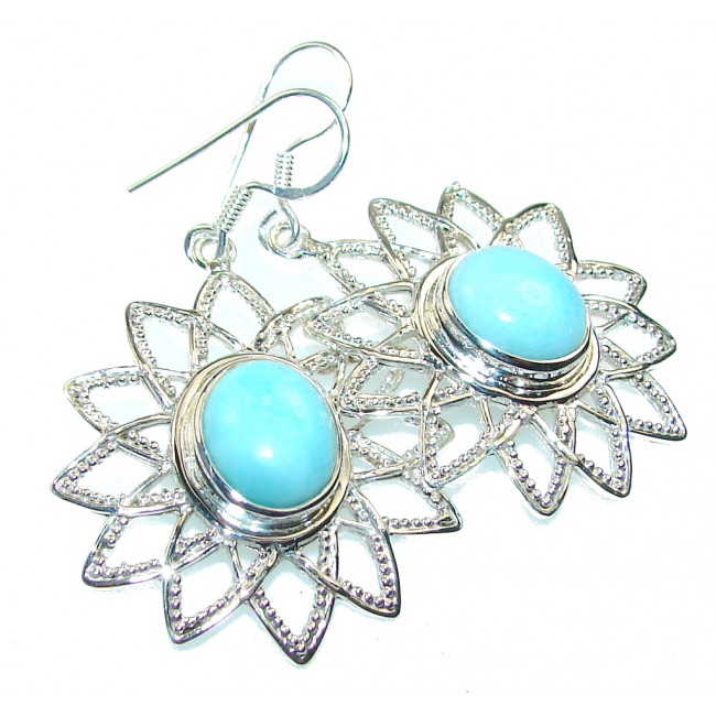 Awesome Design!! Light Blue Larimar Sterling Silver earrings