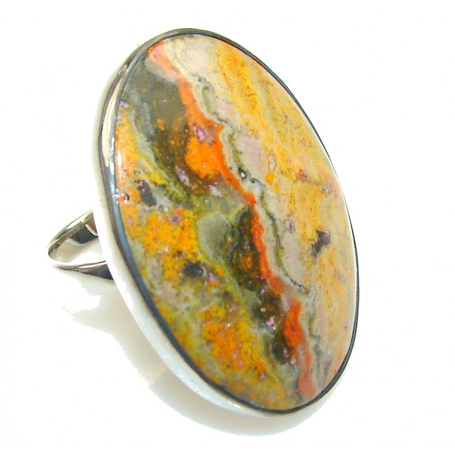 Fantastic Yellow Bumble Bee Jasper Sterling Silver ring s. 9