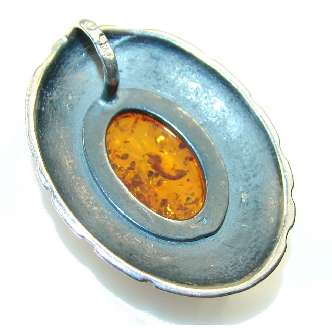 Beautiful Design Of Amber Sterling Silver Pendant