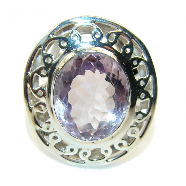 Sweet Light Pink Amethyst Sterling Silver ring; size 9