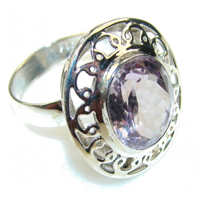 Sweet Light Pink Amethyst Sterling Silver ring; size 9