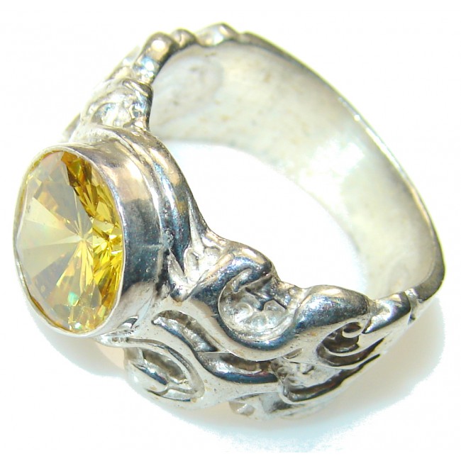 Sunshine Yellow Quartz Sterling Silver Ring s. 8