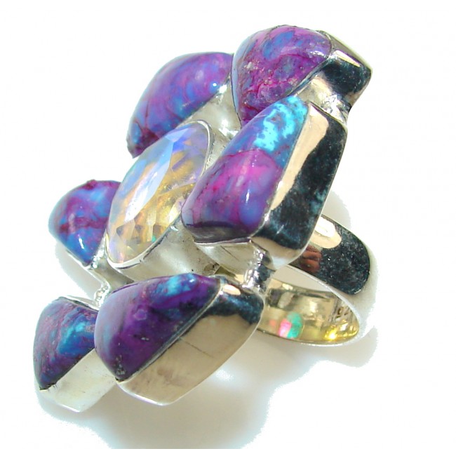 Fantastic Dichroic Glass Sterling Silver ring s. 6