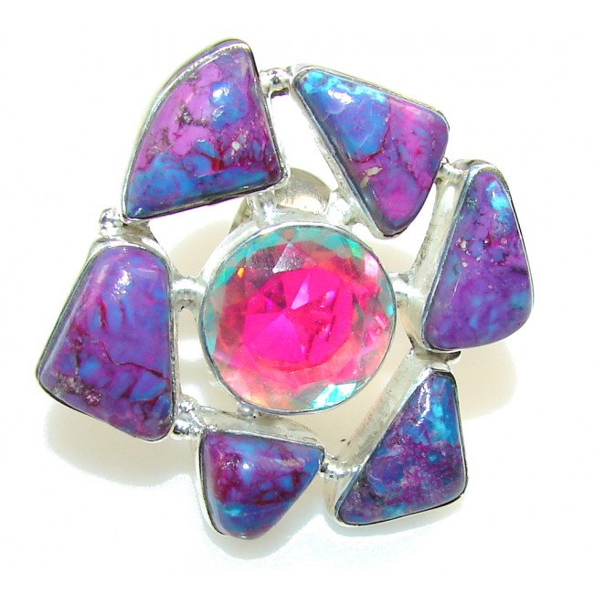 Fantastic Dichroic Glass Sterling Silver ring s. 6